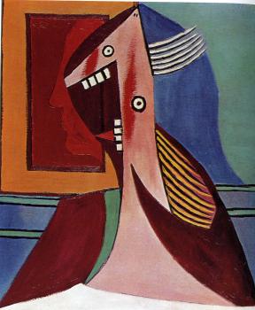 Pablo Picasso : head of a woman with self-portrait